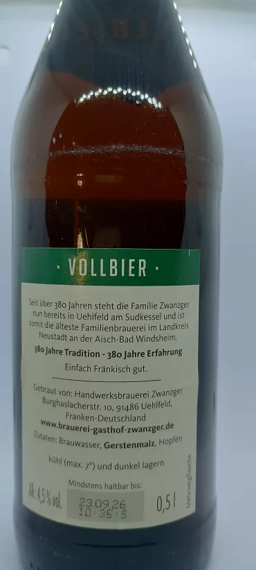 Product Zwanzger Vollbier